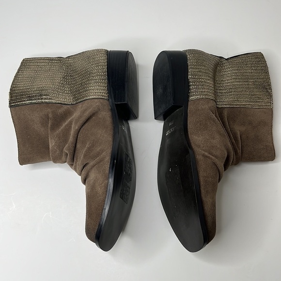 Joe's Brown Suede Gold Metallic Ankle Booties Sz 8 1/2 - Picture 2 of 6